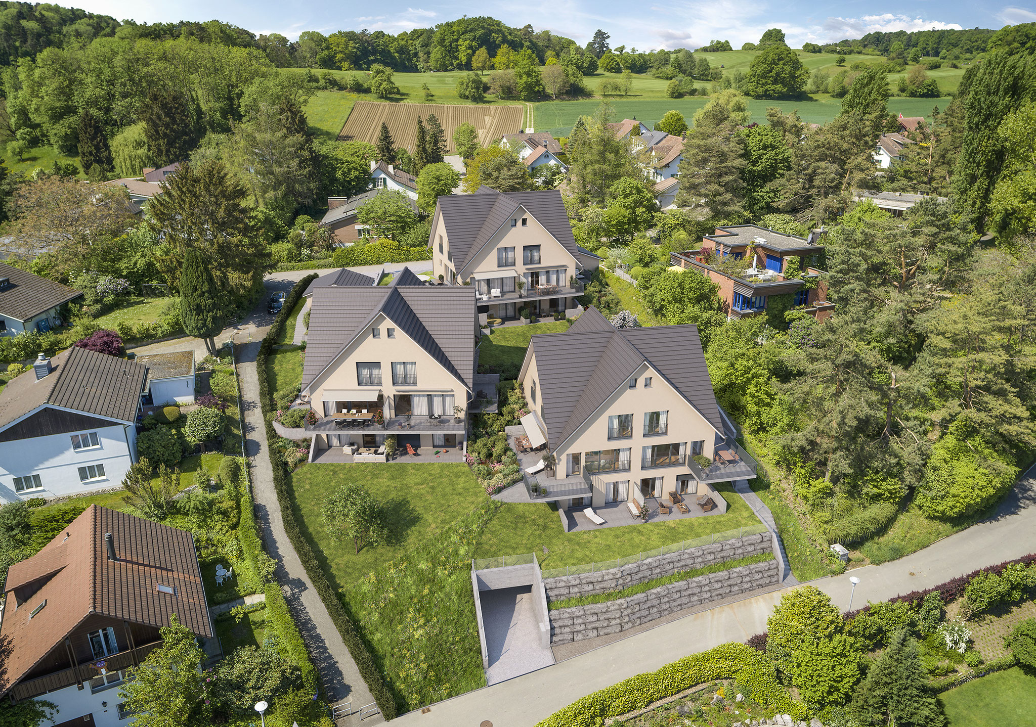 Vogelperspektive REBWEG Humlikon